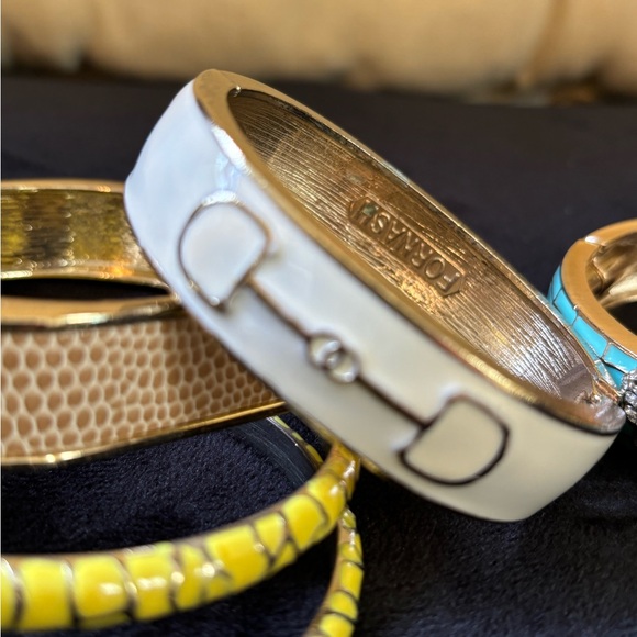 Enamel Bracelet Collection 5pcs Turquoise, Yellow, White, Tan - Picture 5 of 7